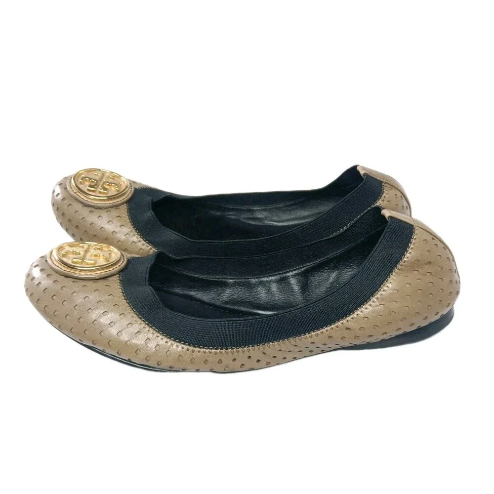 Tory Burch Caroline Perforated Leather Ballet Flats Women's Size 6.5 Shoes